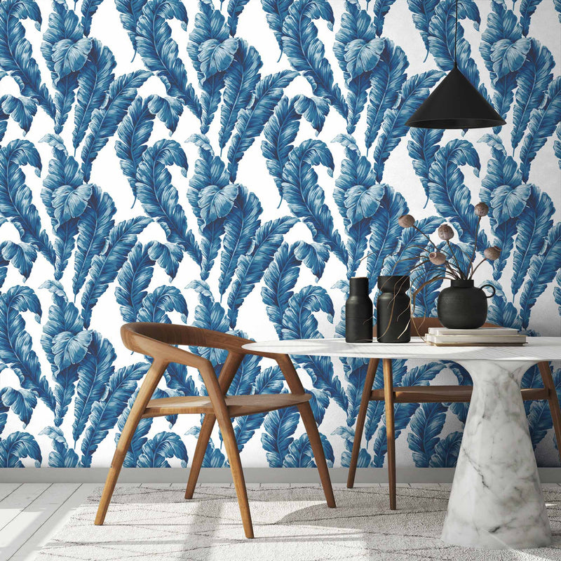 Banana Leaf Ink Blue Wallpaper By Woodchip & Magnolia