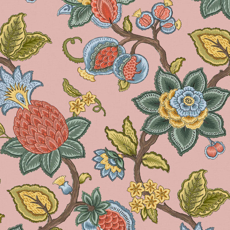 Doris Jacobean Plaster Pink Wallpaper