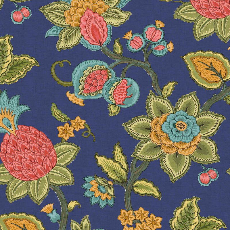   Edit website SEO Doris Jacobean Ink Blue Floral Wallpaper By Woodchip & Magnolia