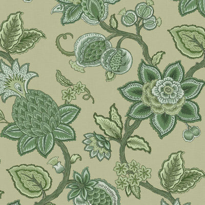 Doris Jacobean Green on Green Wallpaper