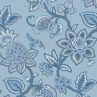 Doris Jacobean Blue on Blue Wallpaper