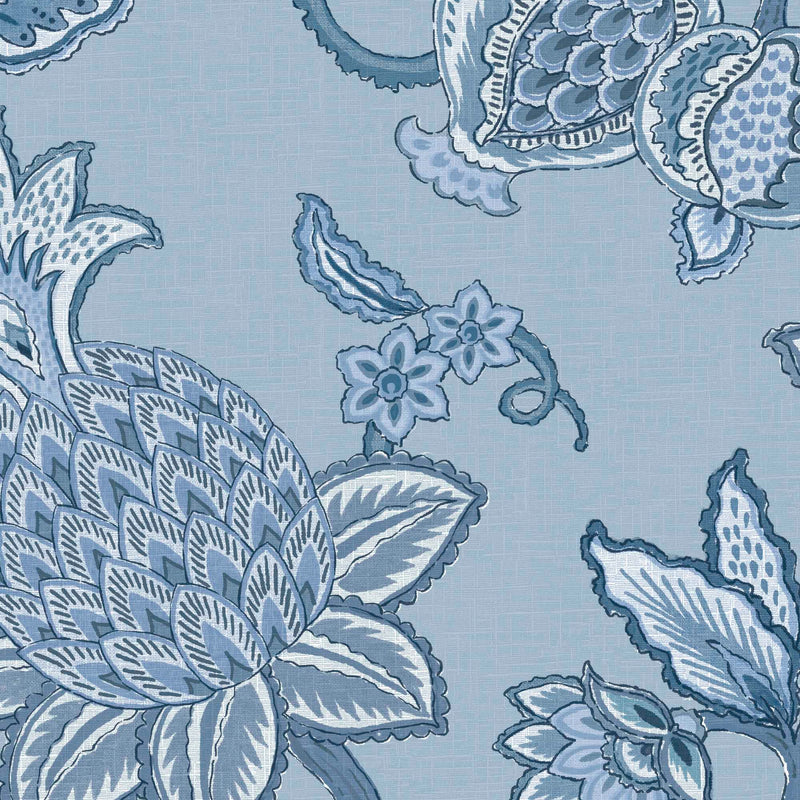 Doris Jacobean Blue on Blue Wallpaper