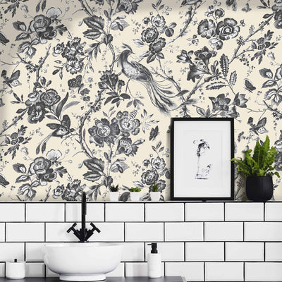 Plumage Charcoal/Cream WallpaperWallpaper By Woodchip & Magnolia 