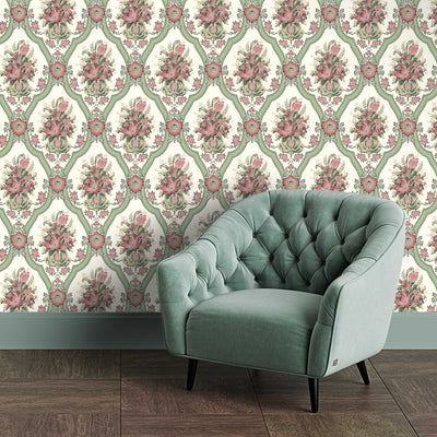 Victoriana Orchard Green Wallpaper