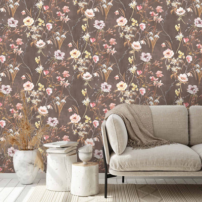 Maytime Vintage Brown Wallpaper