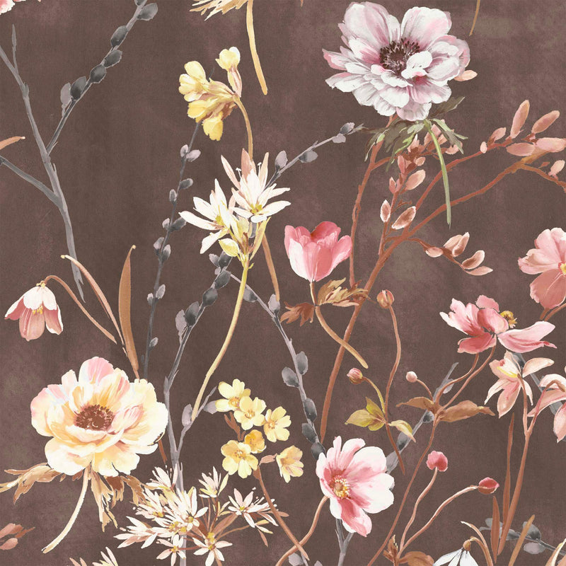 Maytime Vintage Brown Wallpaper