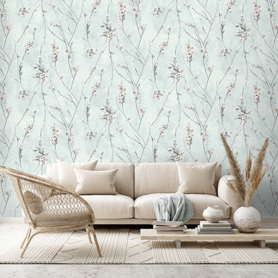 Blossom Duck Egg Blue Wallpaper