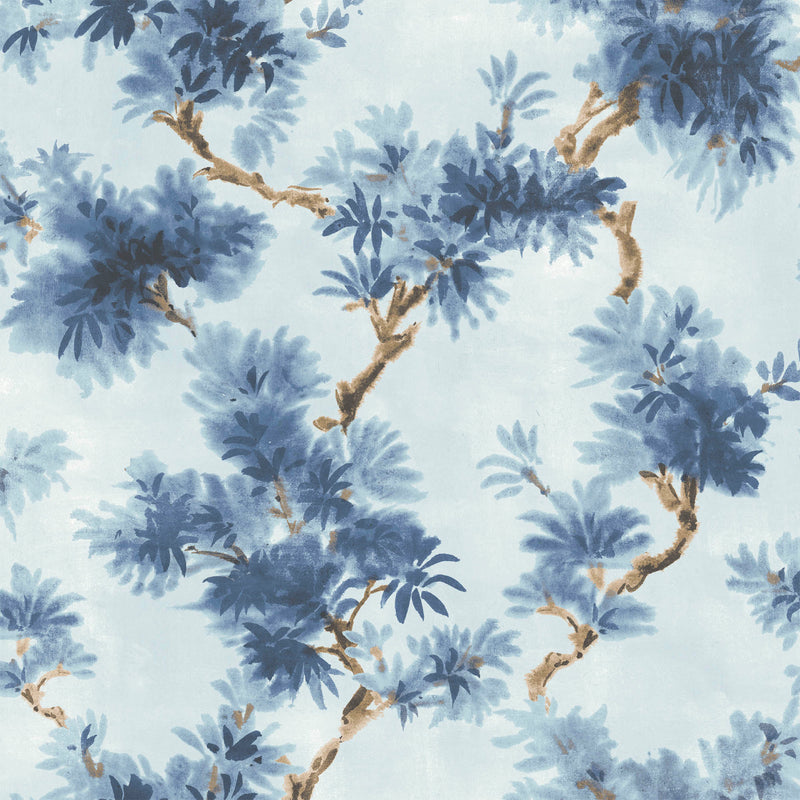 Aralia Ink Blue Wallpaper