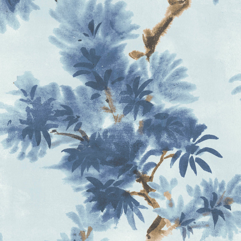 Aralia Ink Blue Wallpaper