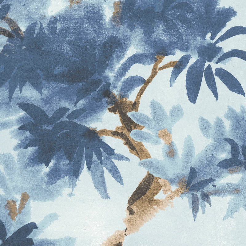 Aralia Ink Blue Wallpaper