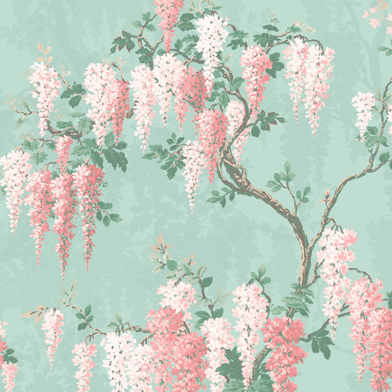 Wisteria Botanical Mint Wallpaper