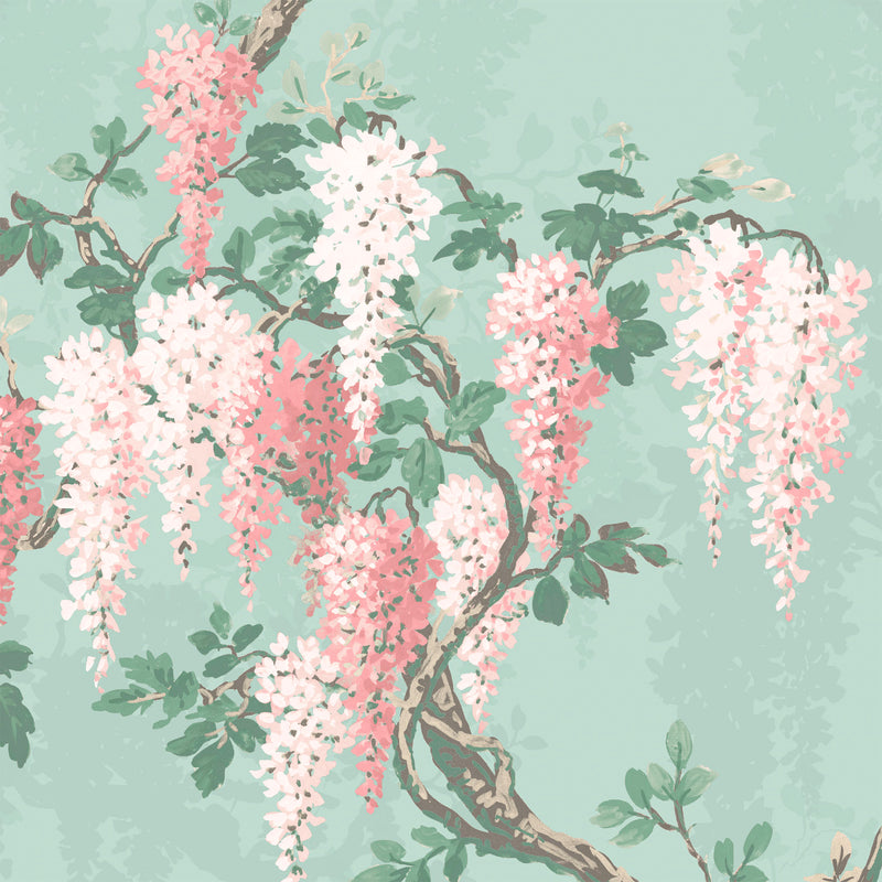 Wisteria Botanical Mint Wallpaper