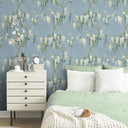 Wisteria Botanical Powder Blue Wallpaper