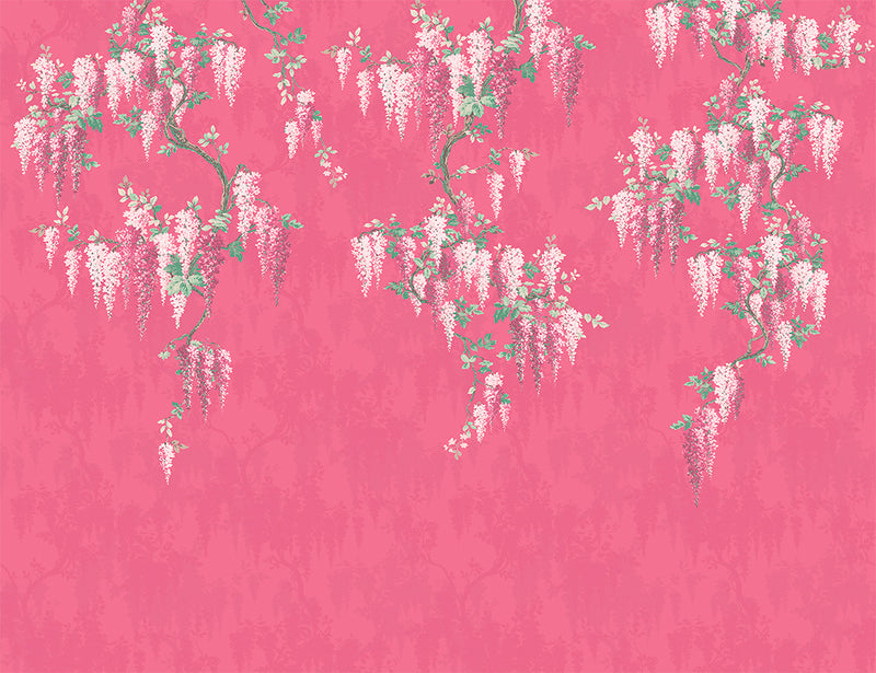 Wisteria Botanical Disco Pink Mural