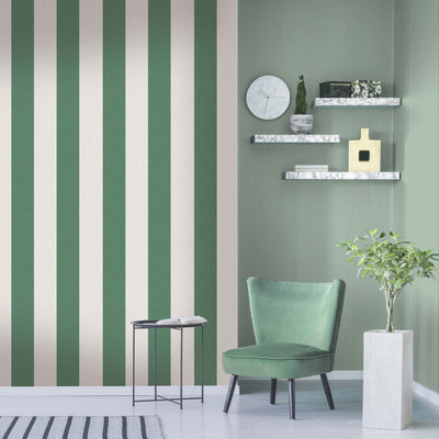 Awning Stripe Green/Magnolia Wallpaper