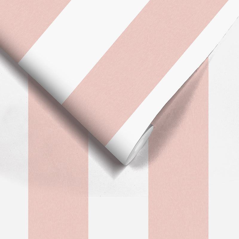 Awning Stripe Blush Pink Wallpaper