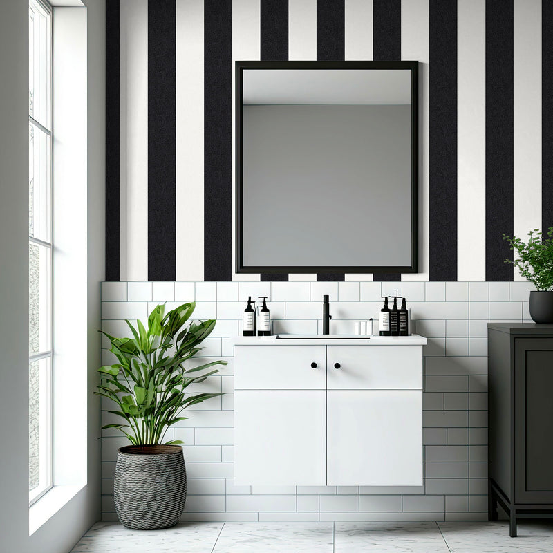 Awning Stripe Monochrome Wallpaper