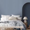 Matchstick Stripe Navy/White Wallpaper