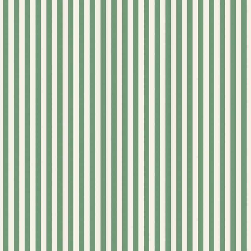 Matchstick Stripe Green/Magnolia Wallpaper