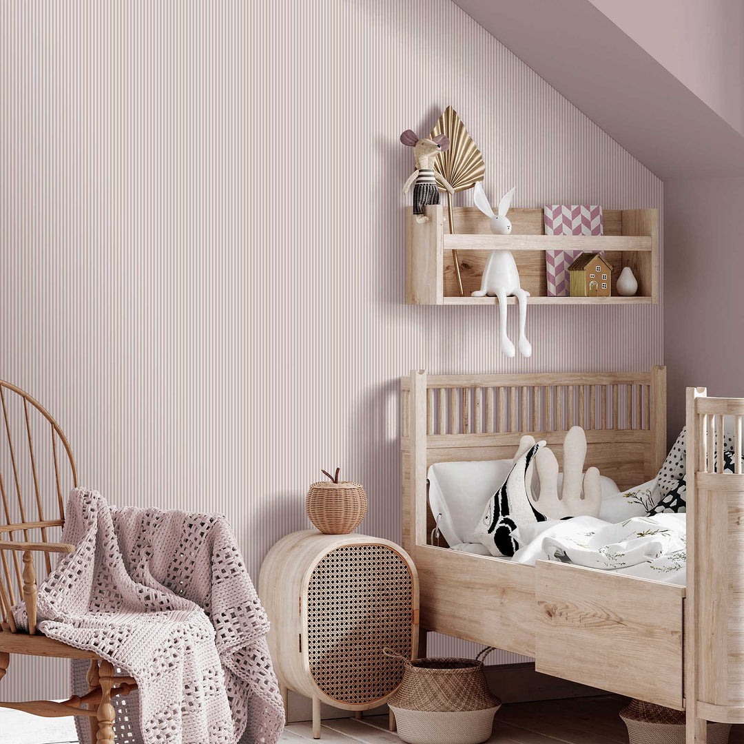 White and pink stripe wallpaper sales