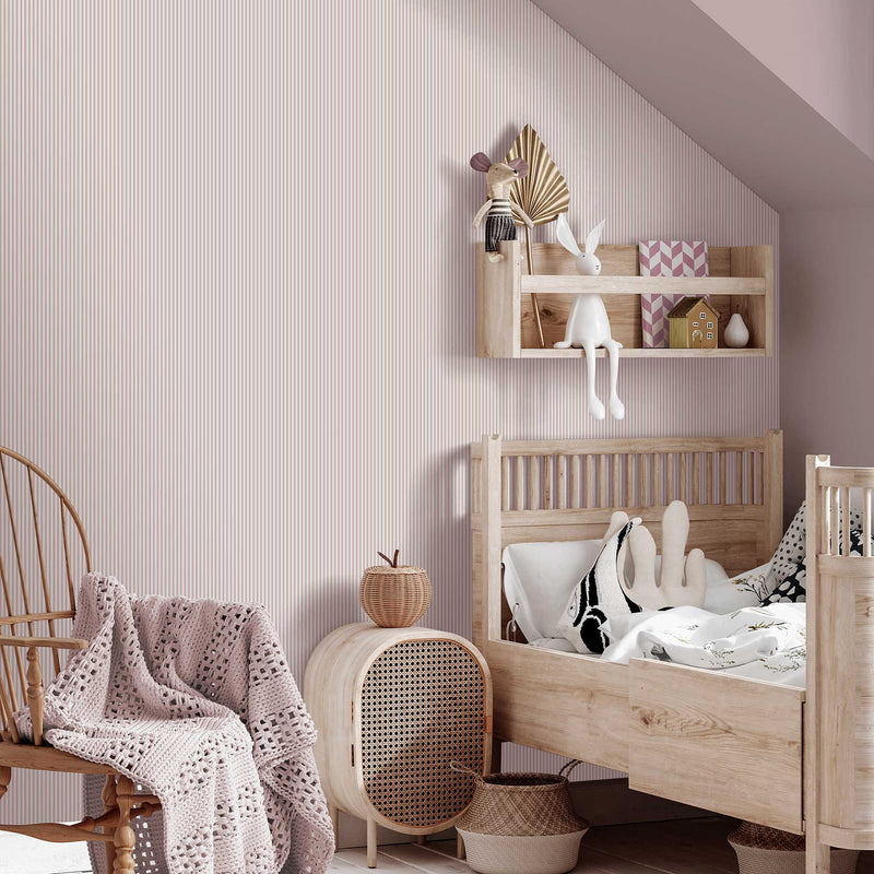 Matchstick Stripe Blush Pink Wallpaper