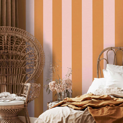 Awning Stripe Pink Cloud/Gorse Wallpaper