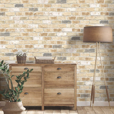 Weathered London Stock Brick Wallpaper