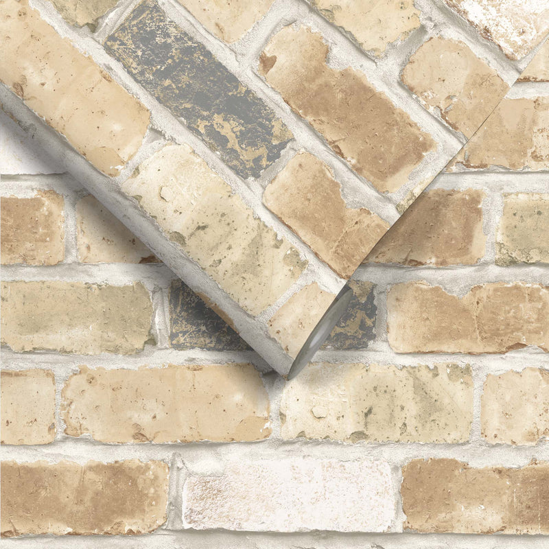 Weathered London Stock Brick Wallpaper