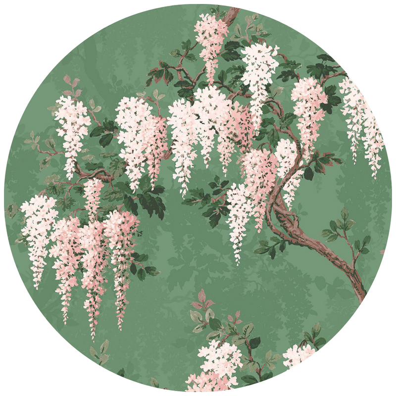 Wisteria Botanical Green Linen Fabric