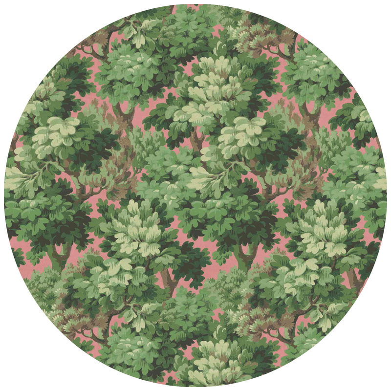 Broadhead Forest Grass Green/Salmon Linen Fabric