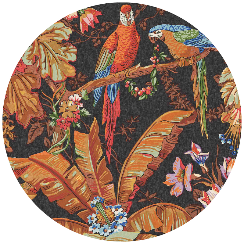 Parrot Talk Terracotta Sunset Linen Fabric