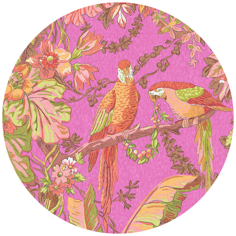 Parrot Talk Hot Pink Linen Fabric