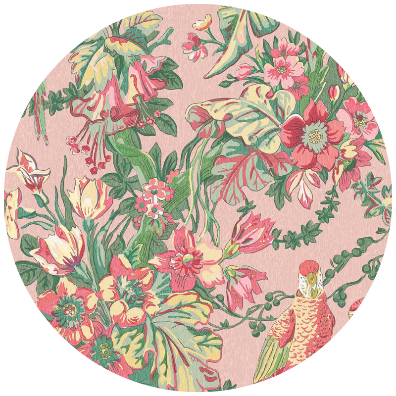 Parrot Talk Sunset Pink Linen Fabric