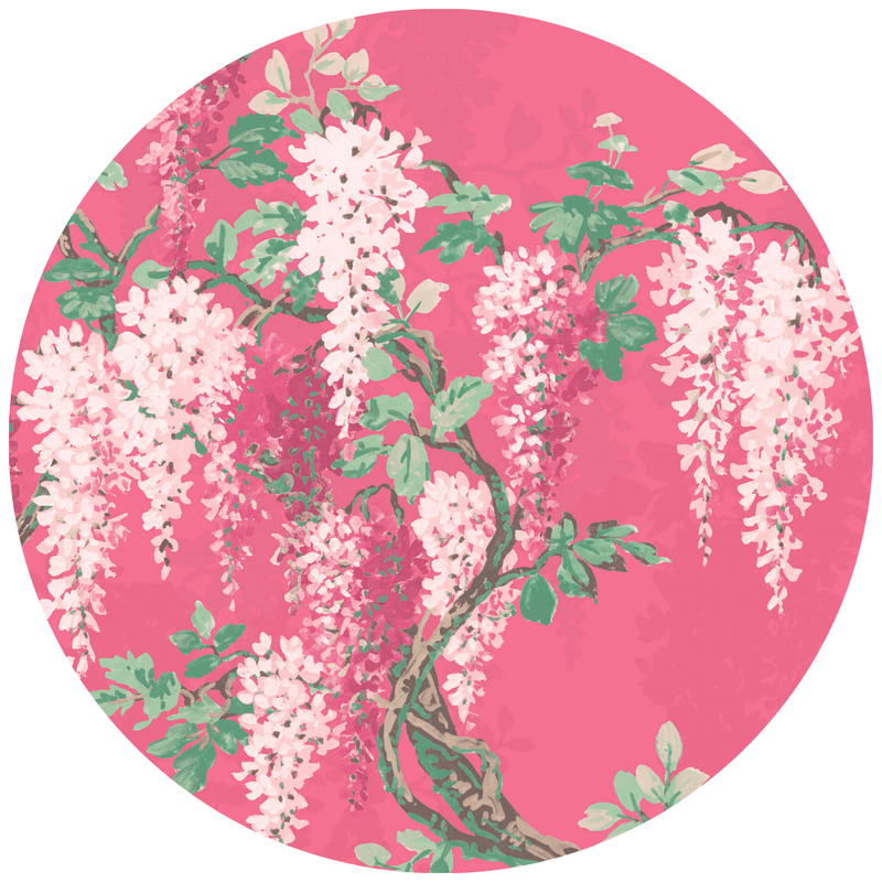 Wisteria Botanical Disco Pink Linen Fabric