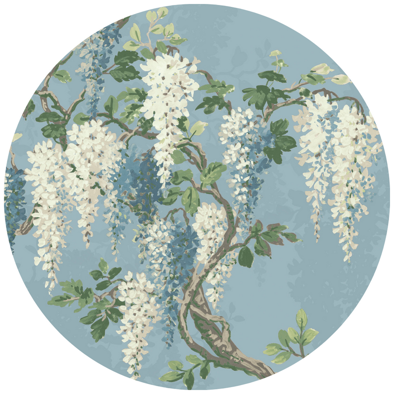 Wisteria Botanical Powder Blue Velvet Fabric