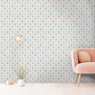 Posies in Mint Wallpaper