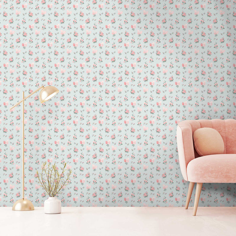 Posies in Mint Wallpaper