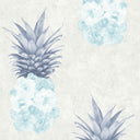 Floral Pineapple Feature Wallpaper in Duck Egg