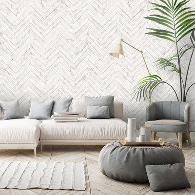 Painted White Chevron Wallpaper