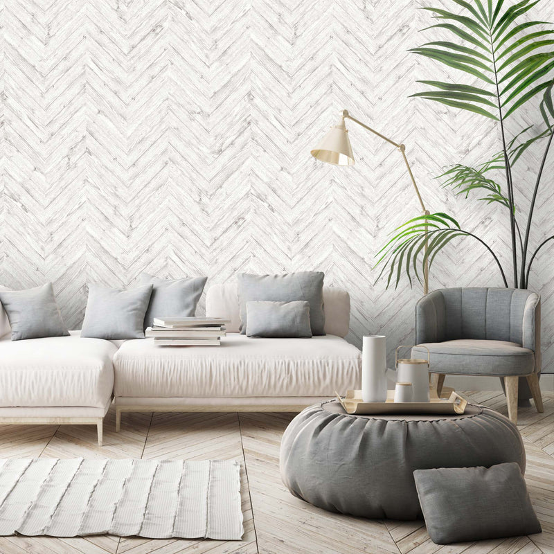 Painted White Chevron Wallpaper