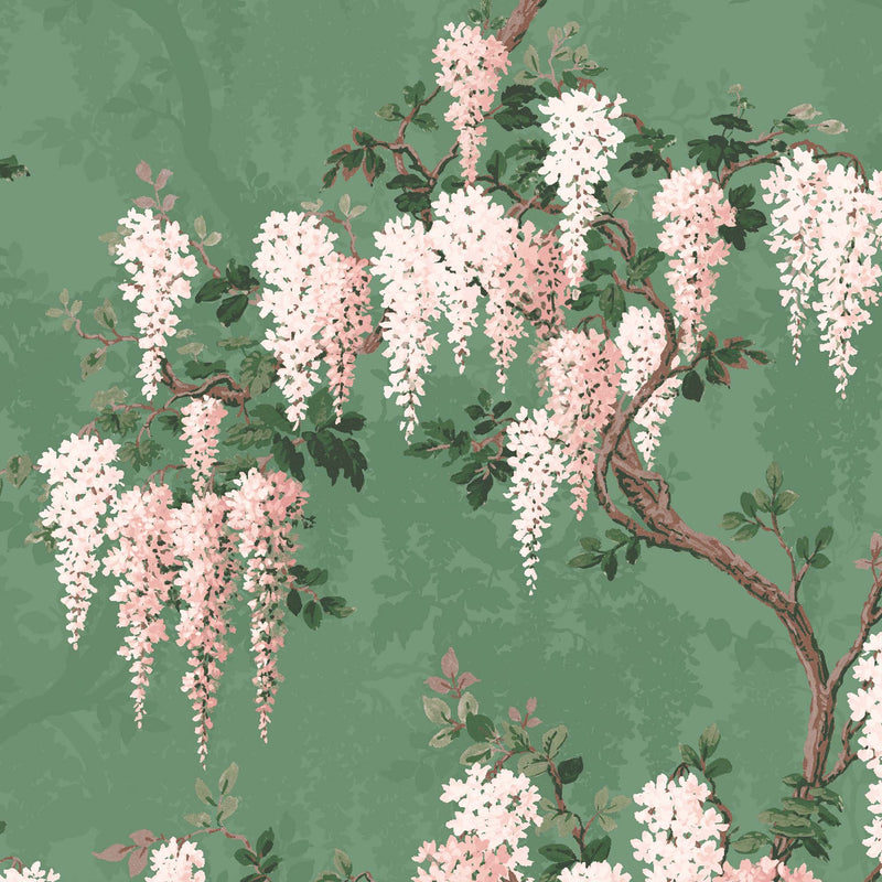 Wisteria Botanical Green Wallpaper