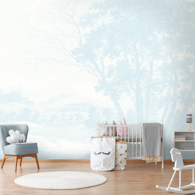 Peaceful Countryside Blue Wallpaper Mural by Woodchip and Mural